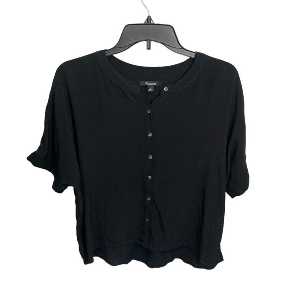 Madewell Getaway Oversized Button-Down‎ Shirt Black Size Small Box High Lo - Picture 1 of 5